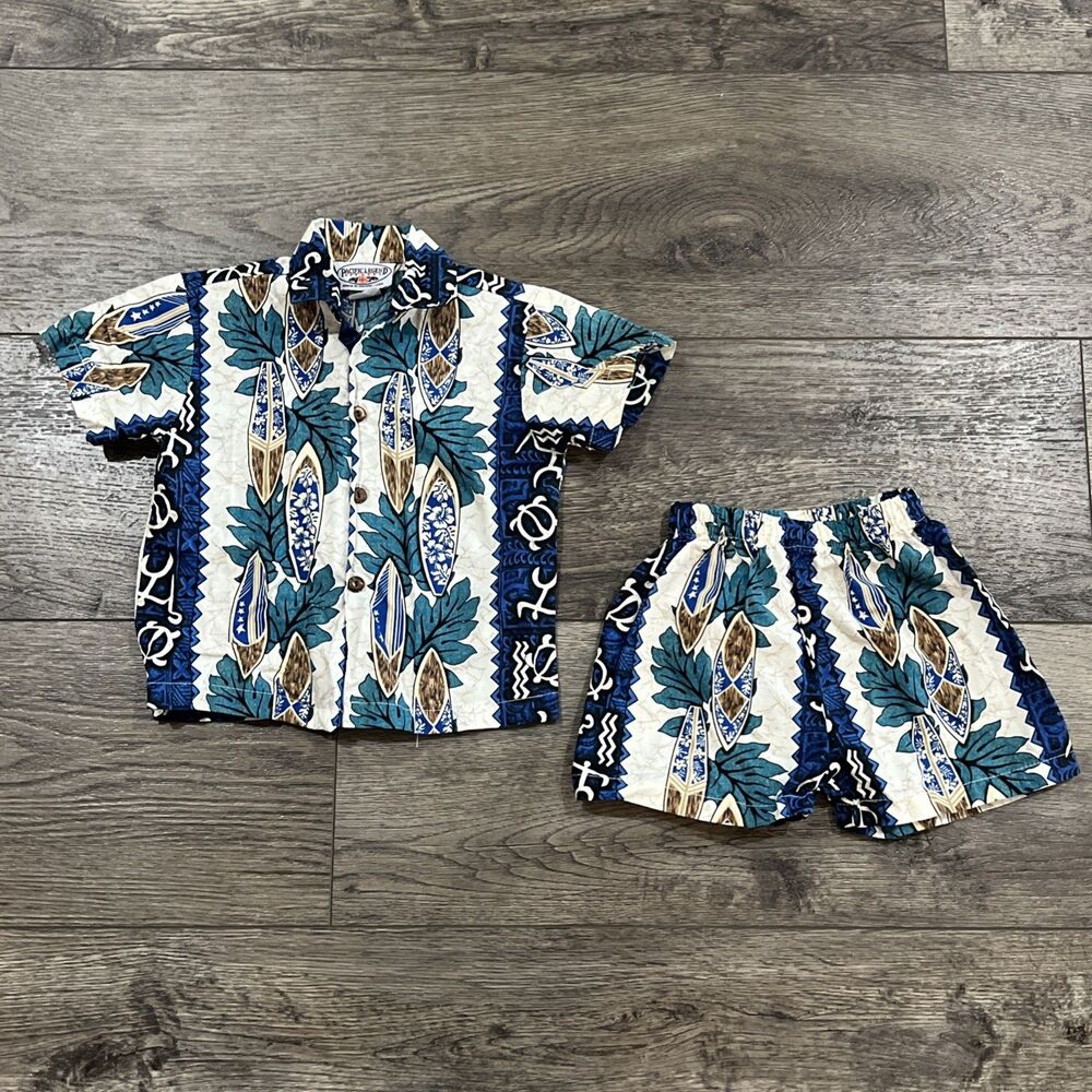 Vintage 90s Pacific Legend Apparel Hawaii Shirt & Shorts Set Baby 2T